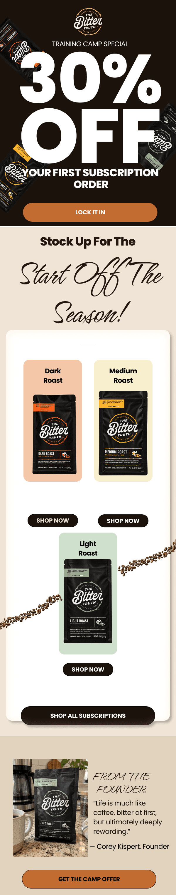 30% Off Your First Subscription Order — Training Camp Special.